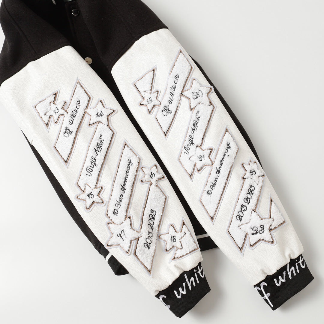 OFF WHITE Logic Patch varsity jacket