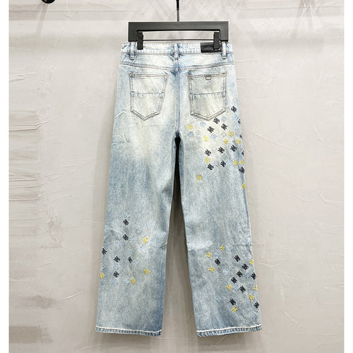AMIRI Blue MA Quad Embroidered Flare Jeans