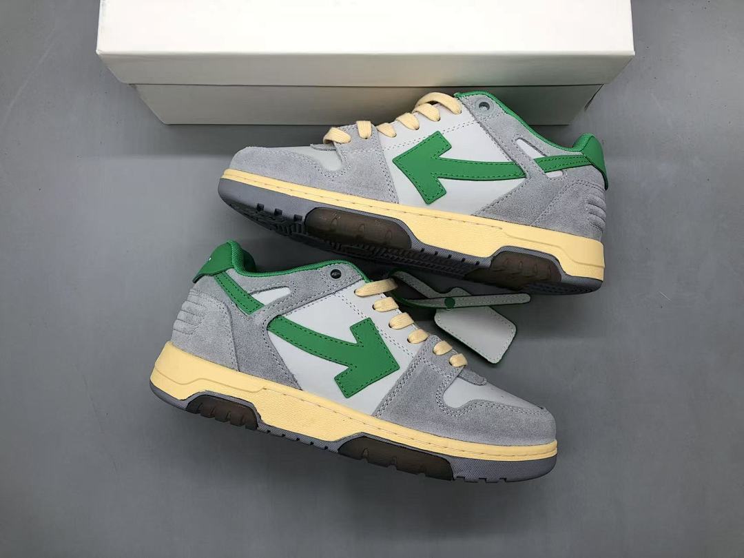 OFF-WHITE Out Of Office OOO Low Tops Light Grey Green