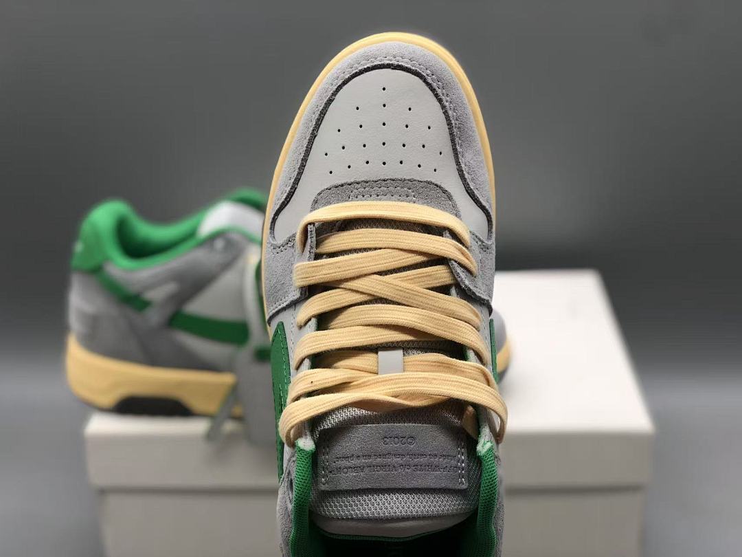 OFF-WHITE Out Of Office OOO Low Tops Light Grey Green