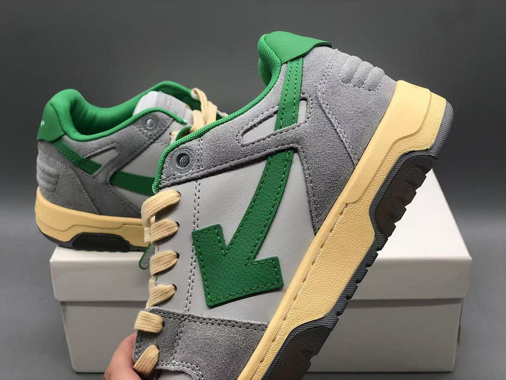 OFF-WHITE Out Of Office OOO Low Tops Light Grey Green