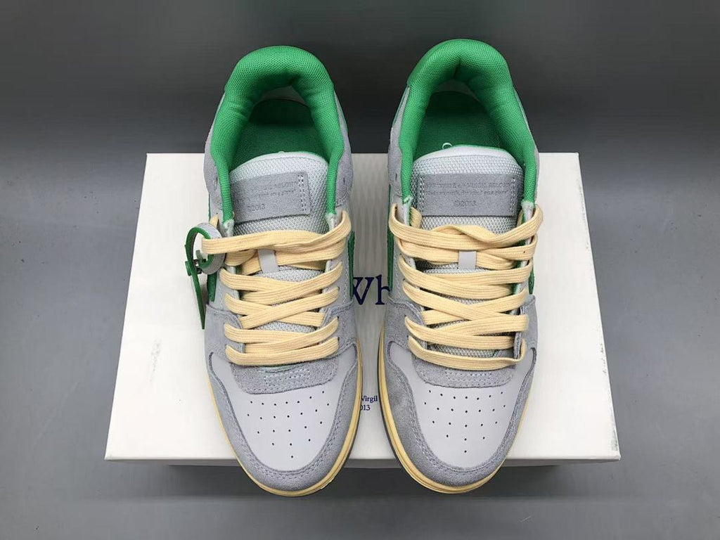 OFF-WHITE Out Of Office OOO Low Tops Light Grey Green