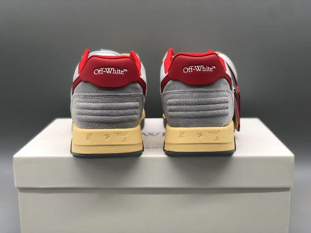 OFF-WHITE Out Of Office OOO Low Tops Light Grey Red