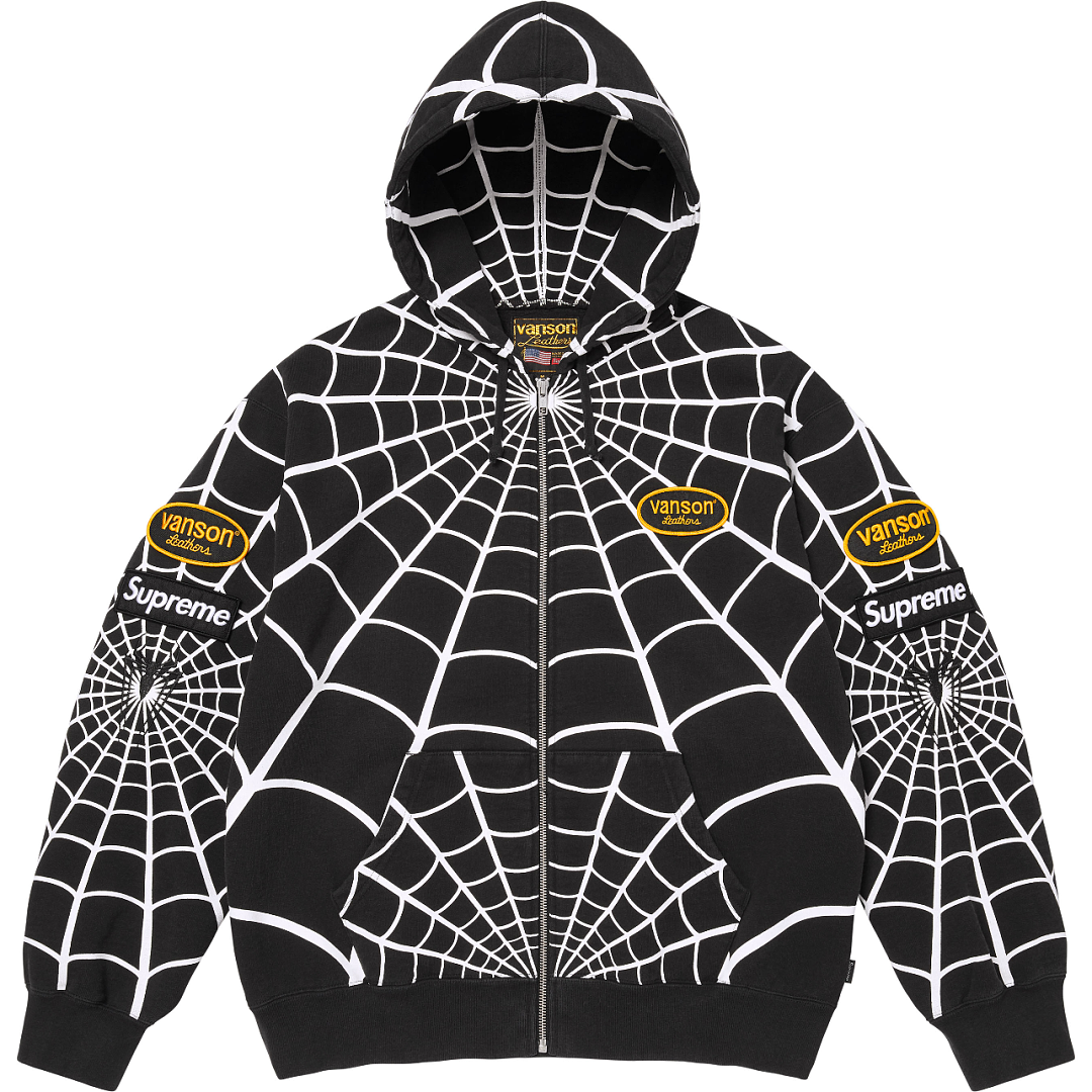 Supreme Vs Leathers Spider-Man Zip Up Hooded Sweatshirt