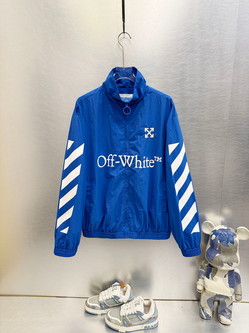 OFF WHITE Diagonal Arrow-Print Zip-Up Jacket
