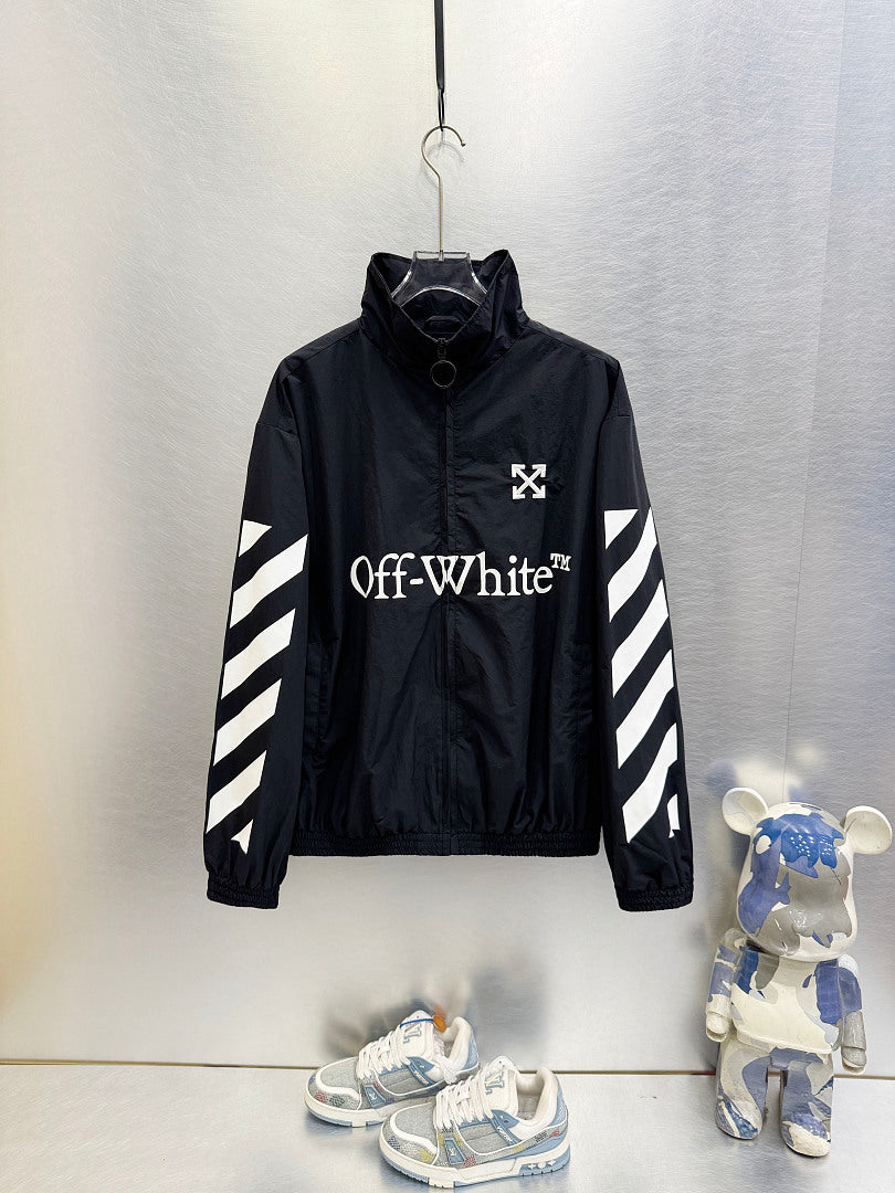 OFF WHITE Diagonal Arrow-Print Zip-Up Jacket