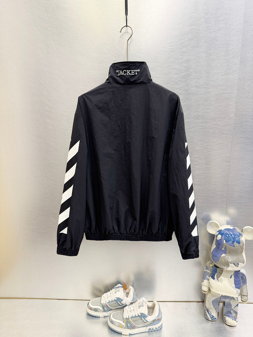 OFF WHITE Diagonal Arrow-Print Zip-Up Jacket