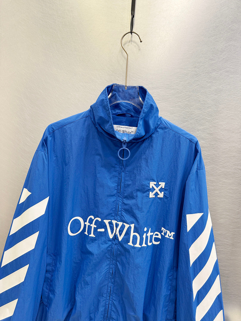 OFF WHITE Diagonal Arrow-Print Zip-Up Jacket