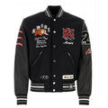 AMIRI Appliquéd Embroidered Wool-Blend Twill and Leather Varsity Jacket