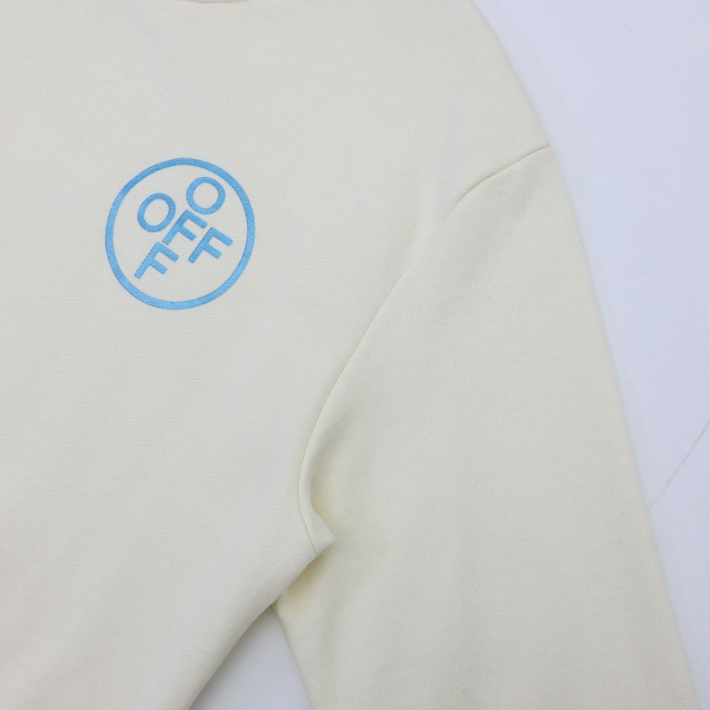 OFF-WHITE European Blue Tape Arrow Pattern Crewneck Sweatshirt